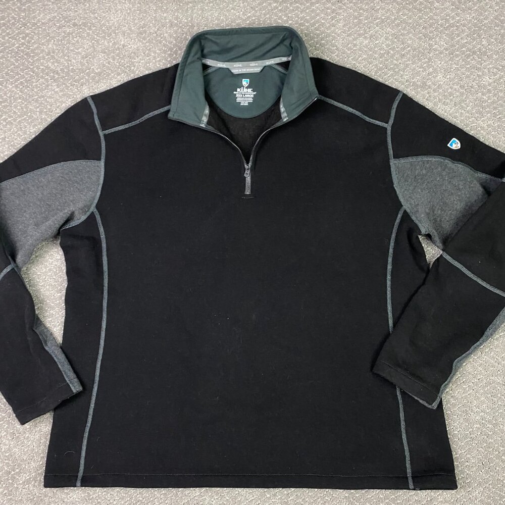 Kuhl Revel 1/4 Zip Sweater Men's XXX Large Black Gray 3XL XXXL
